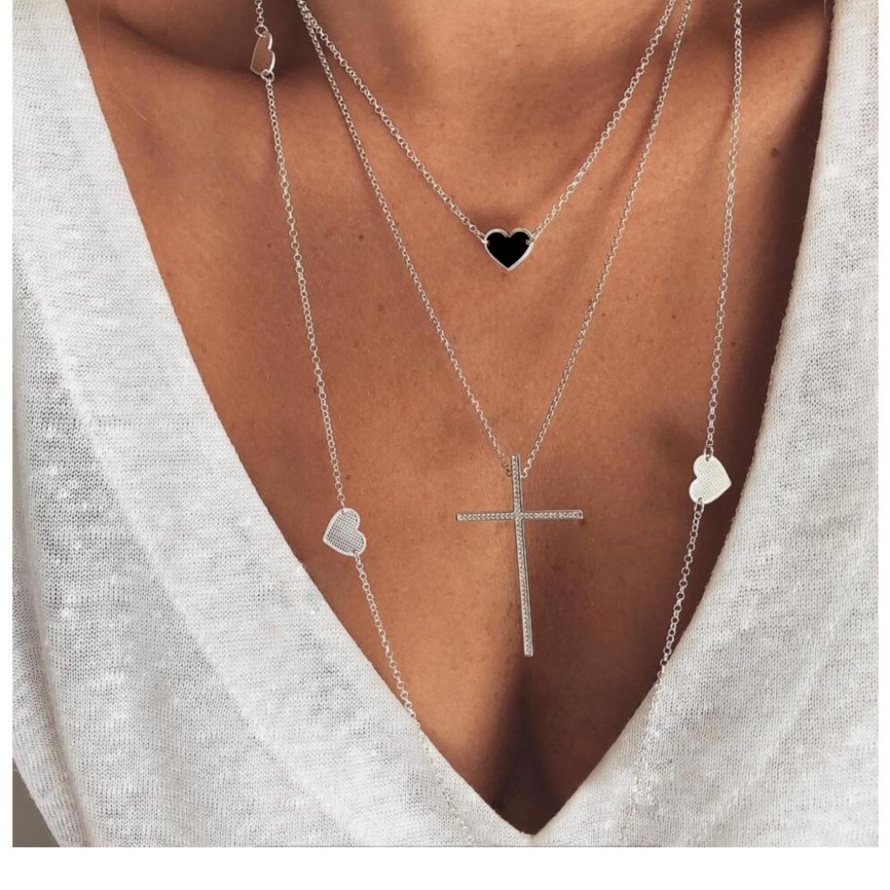 Statement Bobo Necklace with Cross - Picture 2 of 2